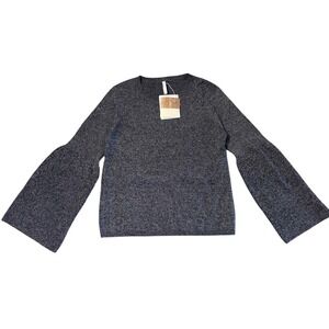 Stradivarius Women's Grey Knit Bell Sleeve Sweater Size S